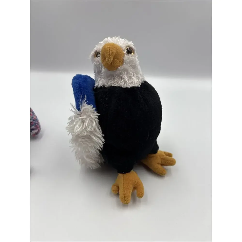 TY Beanie Baby LOT 2 Bear USA Millennium Edition 2000‎ And FREE Bald Eagle 2004